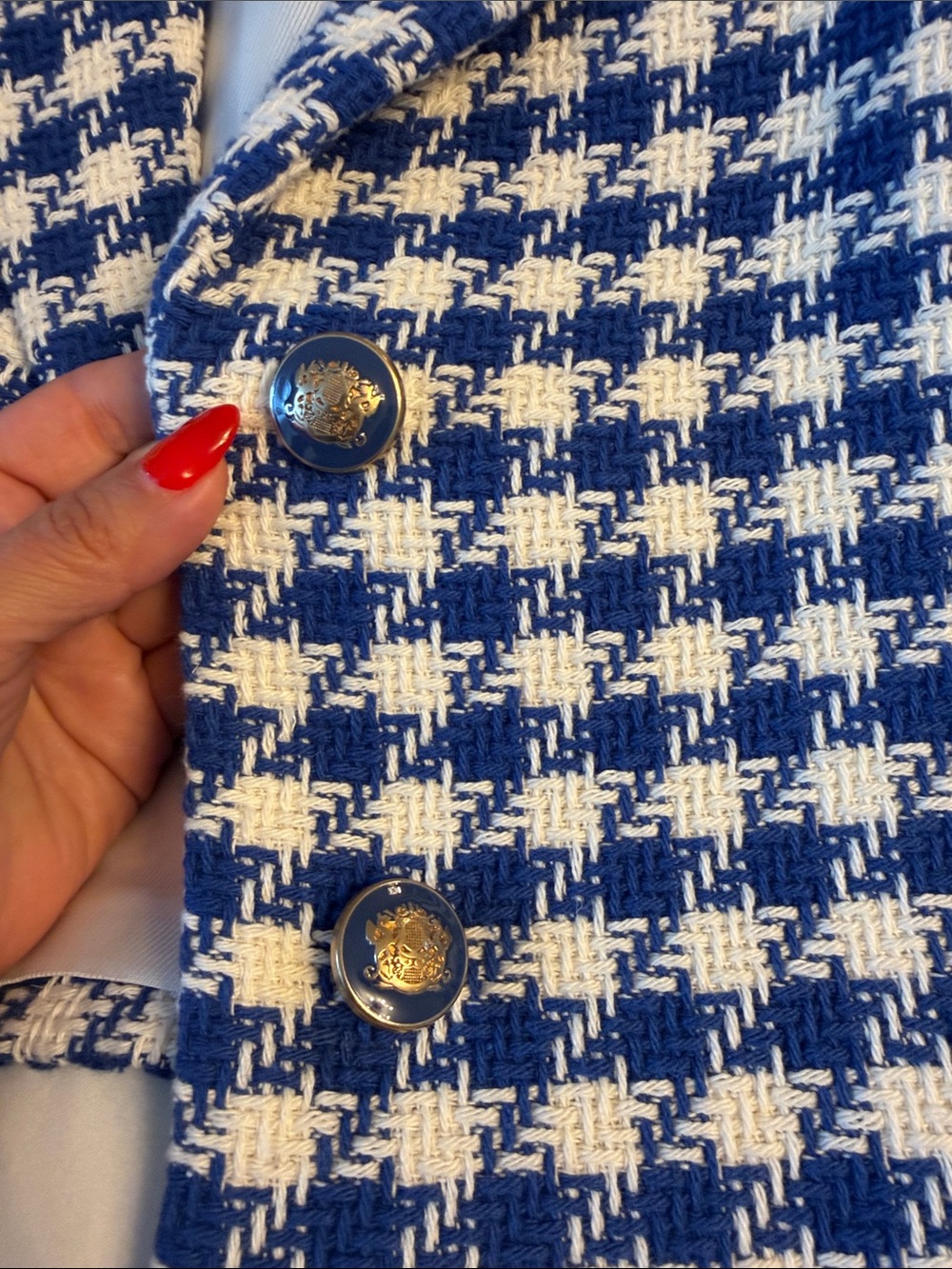 Zara Cropped Blue & White Blazer - Picture 4 of 5